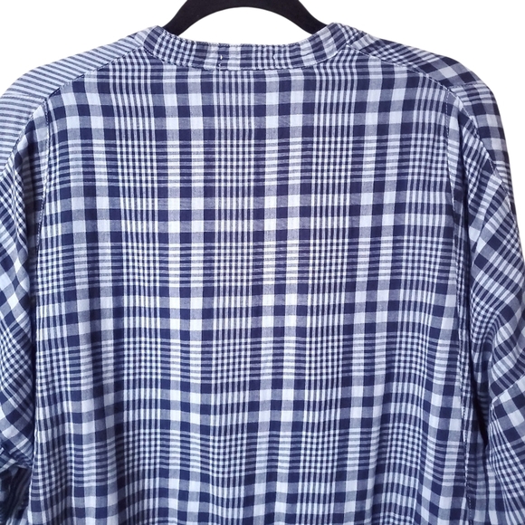RARE New Free People x CP SHADES Boxy Bed Jacket Top plaid blue Boho - Picture 5 of 11